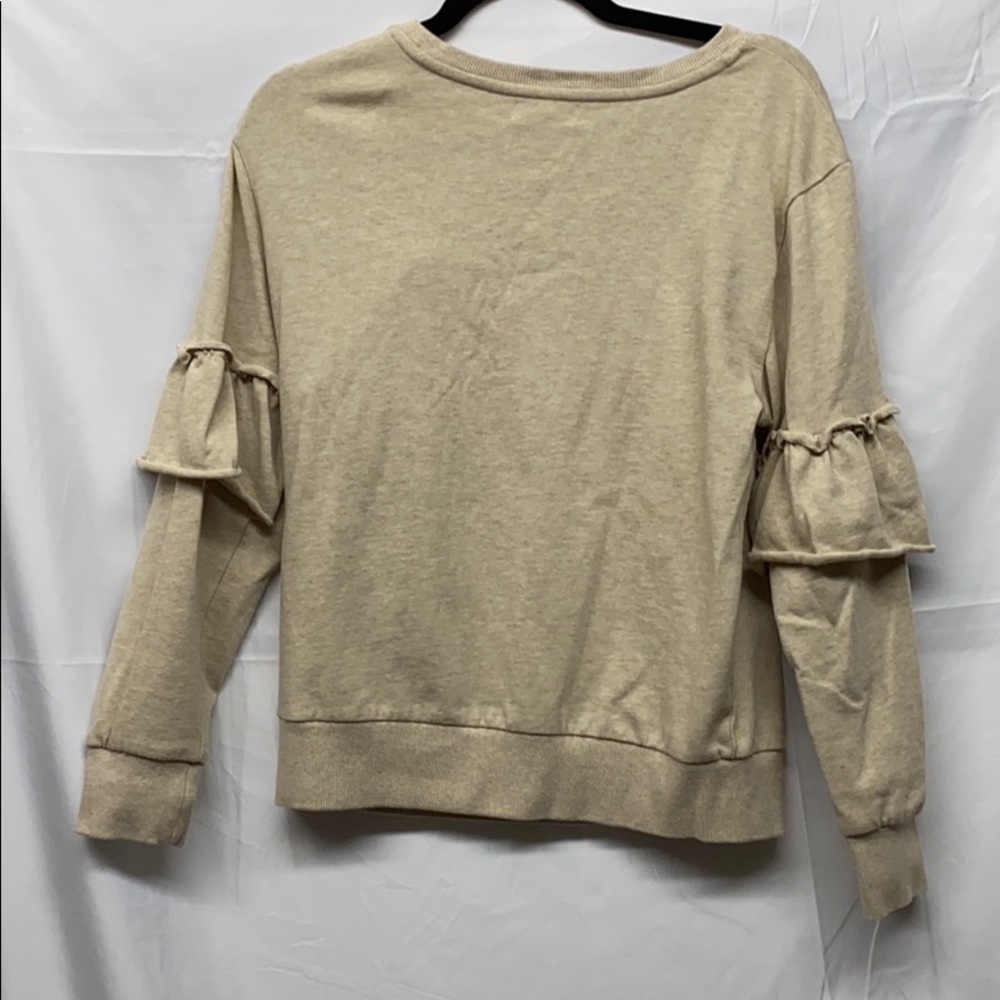 14th & Union Sz S Ruffle Pioneer Sweatshirt Beige - Picture 5 of 5
